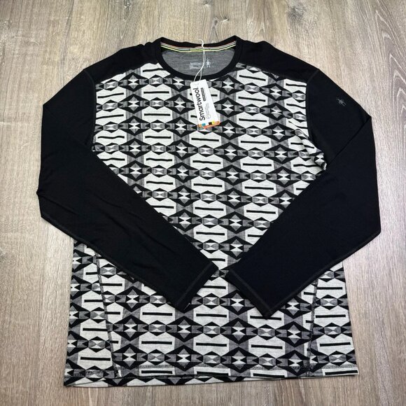 Smartwool Base Layer Mens XXL Black Merino Colliding Clouds Classic Thermal NEW - Picture 1 of 12
